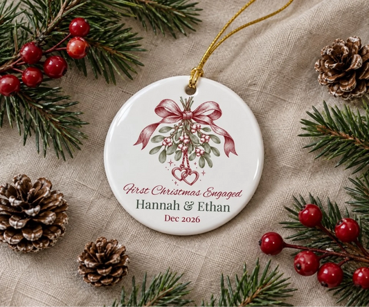 First Christmas Engaged ceramic ornament 2