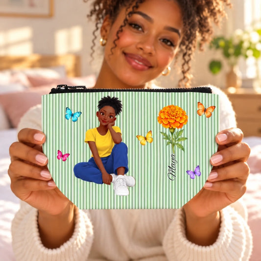 Personalized birth flower makeup bag example 2