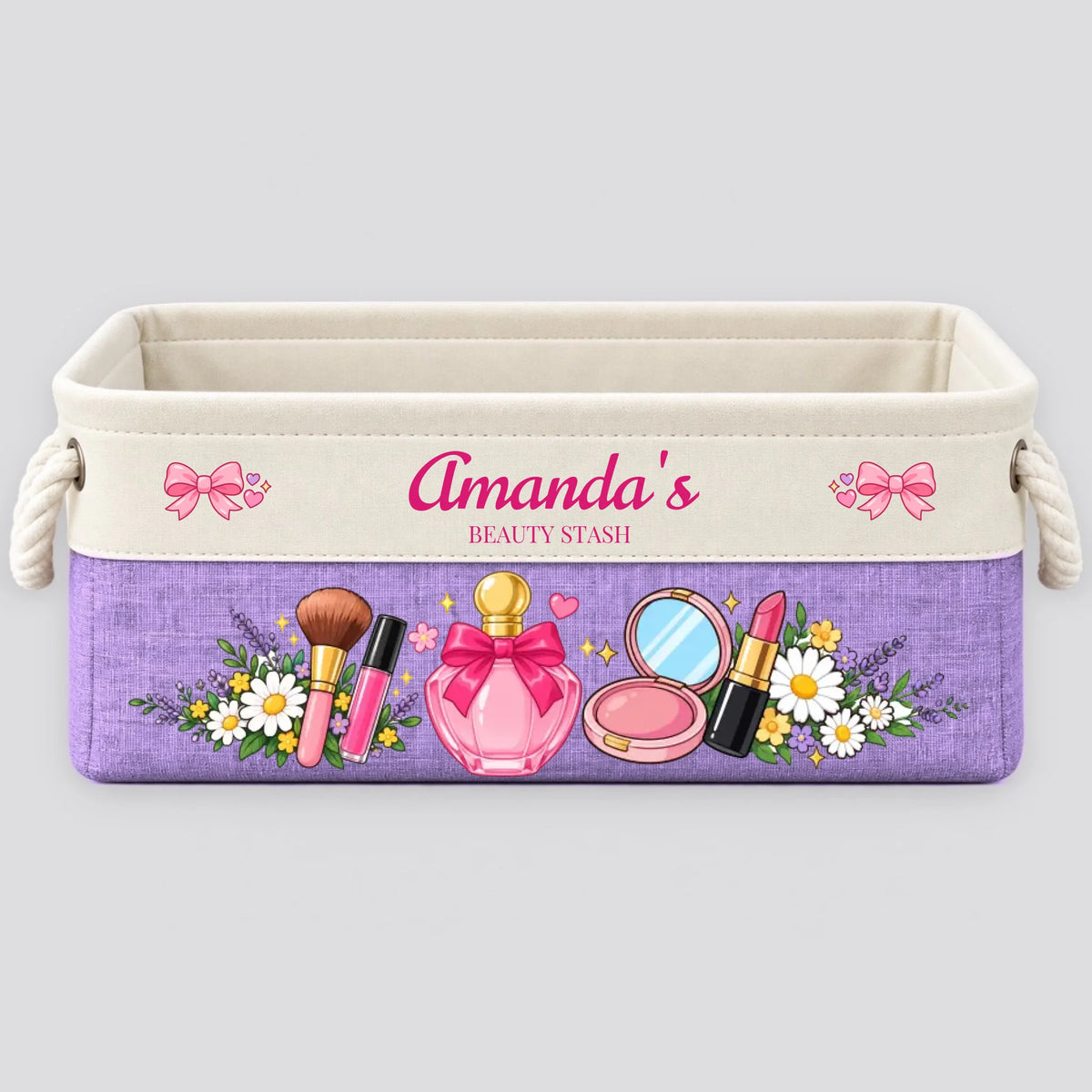 Custom name Beauty Stash basket - Purple